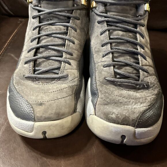 NIKE Air Jordan 12 Retro Sneakers Dark Grey Triple Grey Gold Size 7Y Youth Size - Picture 4 of 9